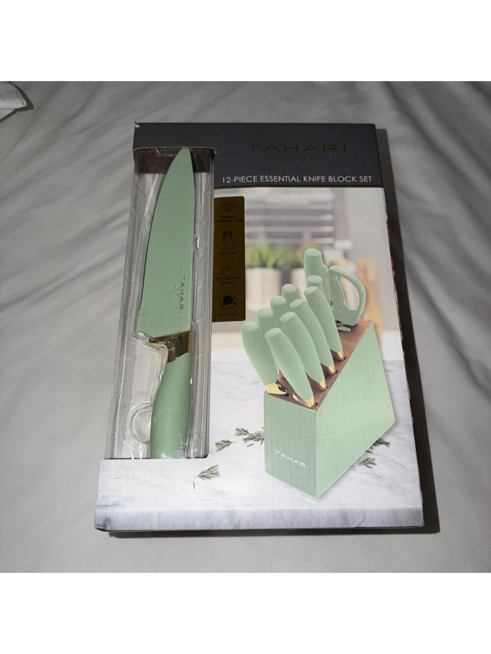 Tahari 12 pc piece Essential, Knife Block Set - teal New